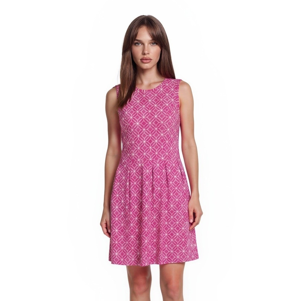 Jude Connally Dress Women's Size Small Pink Geometric Sleeveless Fit‎ Flare